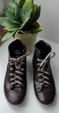 Skórzane sportowe brązowe buty do kostki, Ecco, rozmiar 38