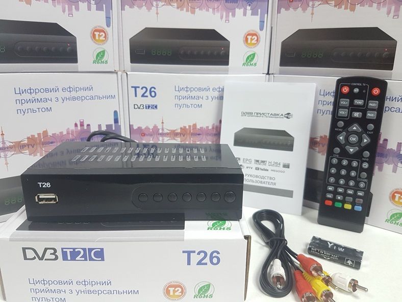 Цифровой DVB-T2 тюнер ресивер приставка GoldenStream T26 Обучаемый пул