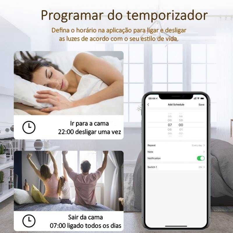 Interruptor / Tuya / ZigBee / 2 Canais / Controlo por voz e aplicação