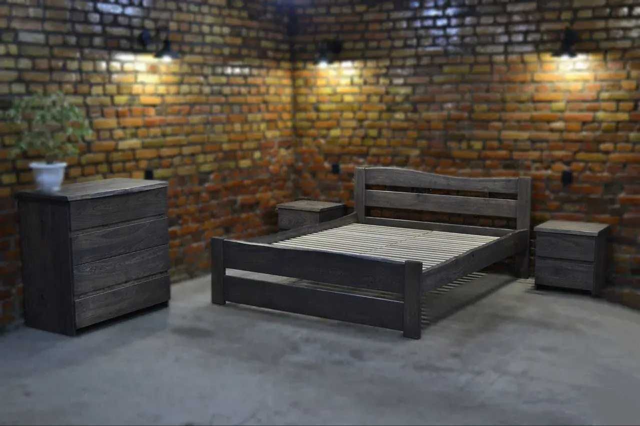 Ліжко Loft з міцного в'язу сірого кольору