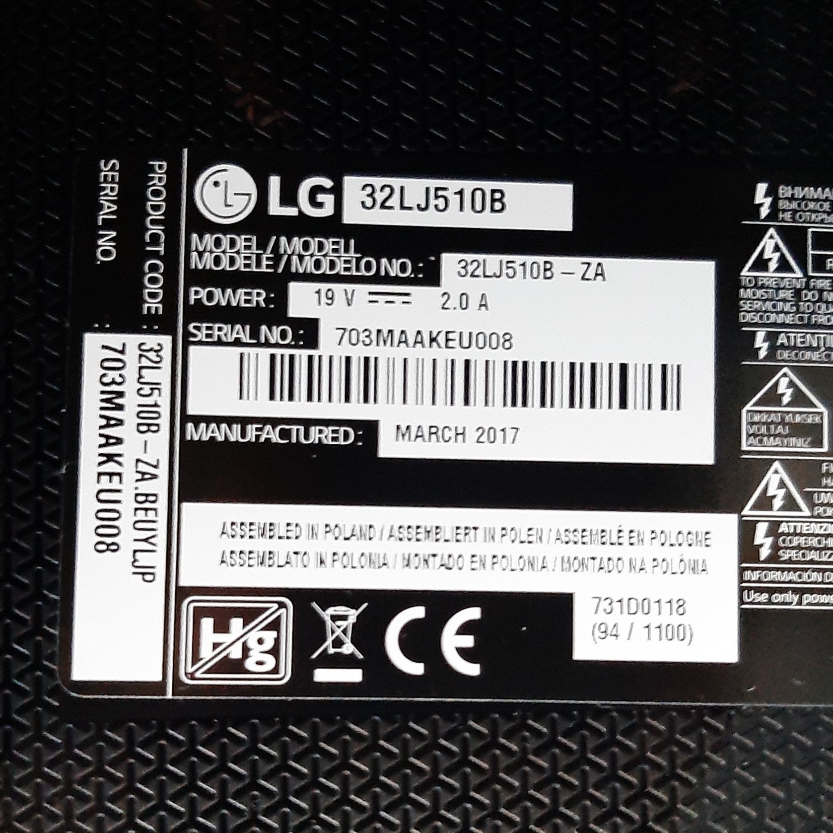 TV LG 32" LJ510B