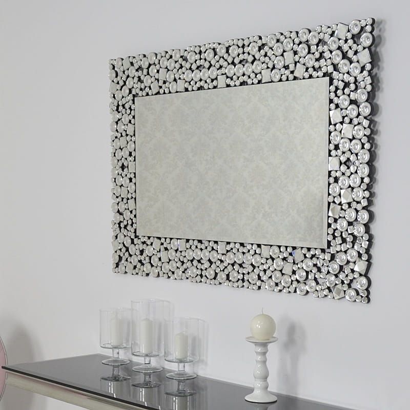 Srebrne lustro glamour prostokątne 60x90 cm M-0502-1