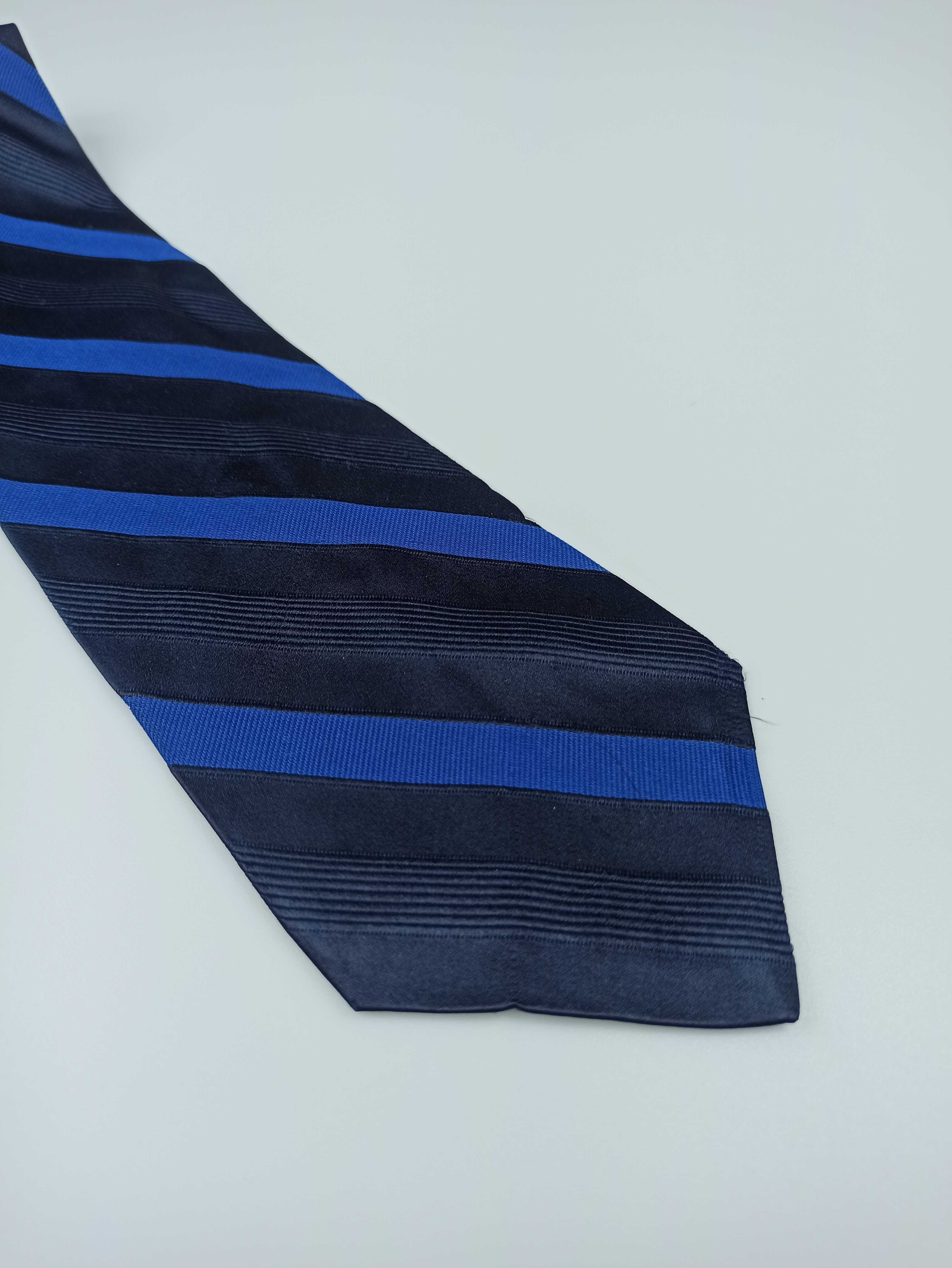 Carnaval De Venise czarny niebieski jedwabny krawat w paski fa26