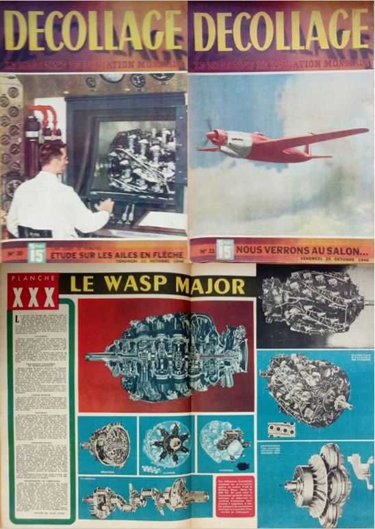 34 números da revista francesa de aviação "DECOLLAGE" (1946-48)