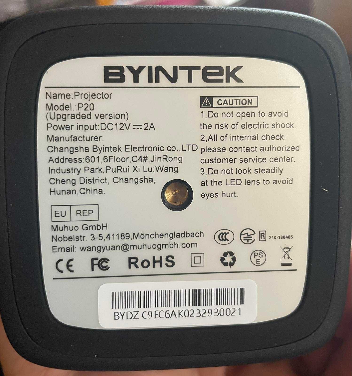 Портативний проектор BYINTEK(оновлений)P20 WiFi,4K 3D та акум 8000 mAh