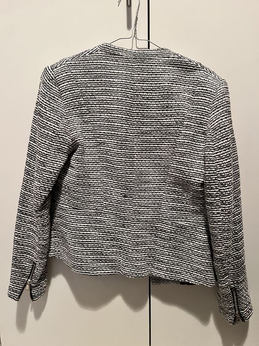 Marynarka tweedowa H&M czarno-biała, krótka boucle