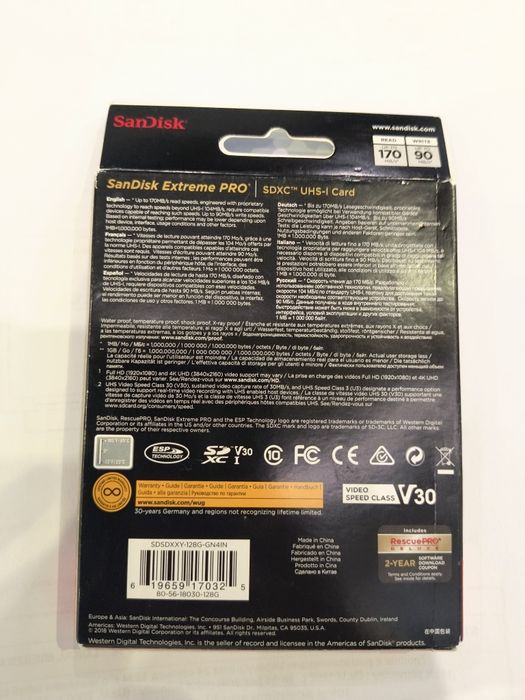 Karta pamięci SanDisk Extreme PRO SDXC 128 GB 170 MB/s V30