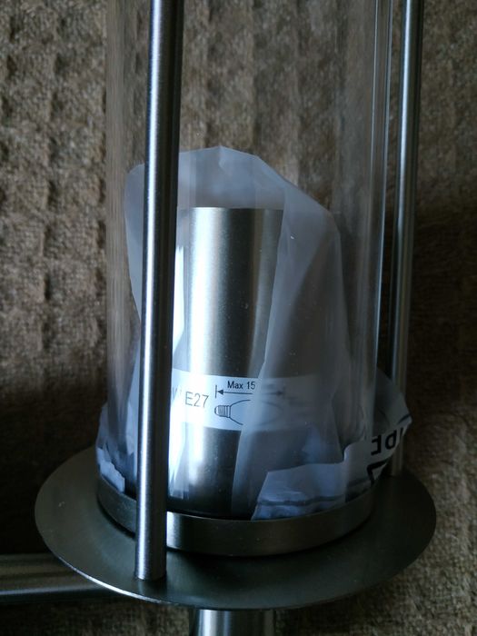 Kinkiet Blooma (kolor srebrny, stal nierdzewna, szklany klosz)