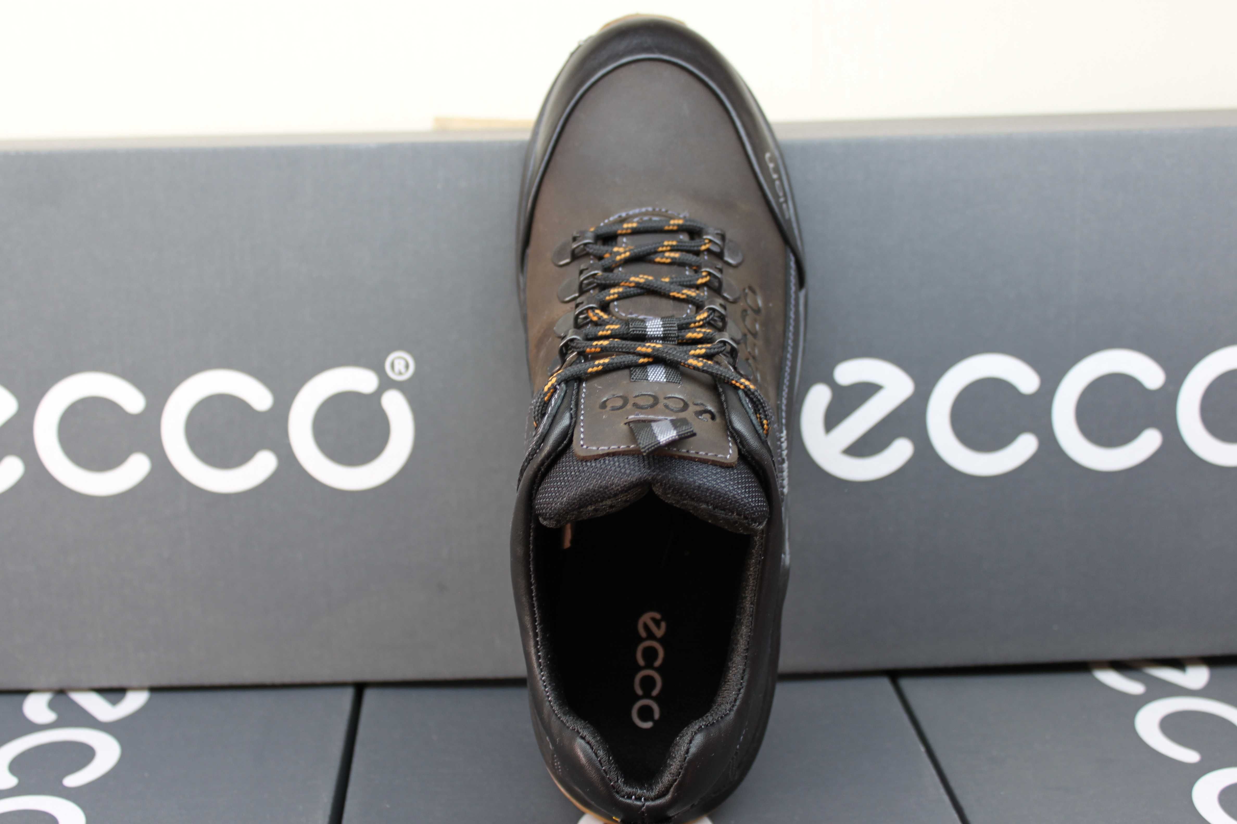 ECCO - кожаные черно-коричневые кроссовки- туфли- кросівки(9-3-17кор.)