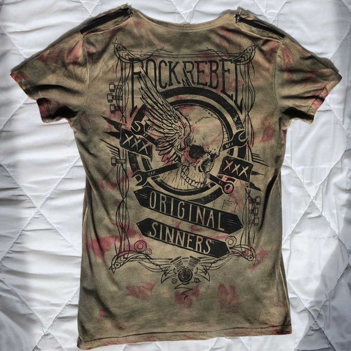Vintage aflliction style Rock Rebel polo