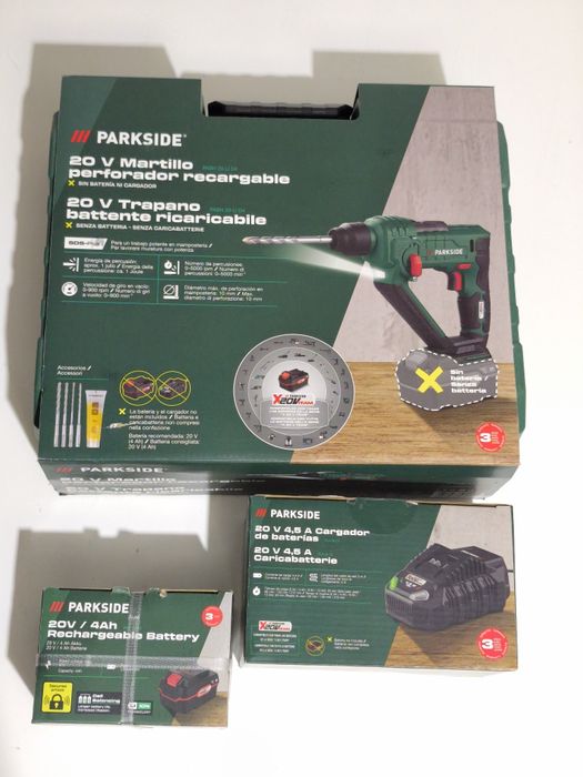 Kit Martelo SDS 20v 4Ah Parkside