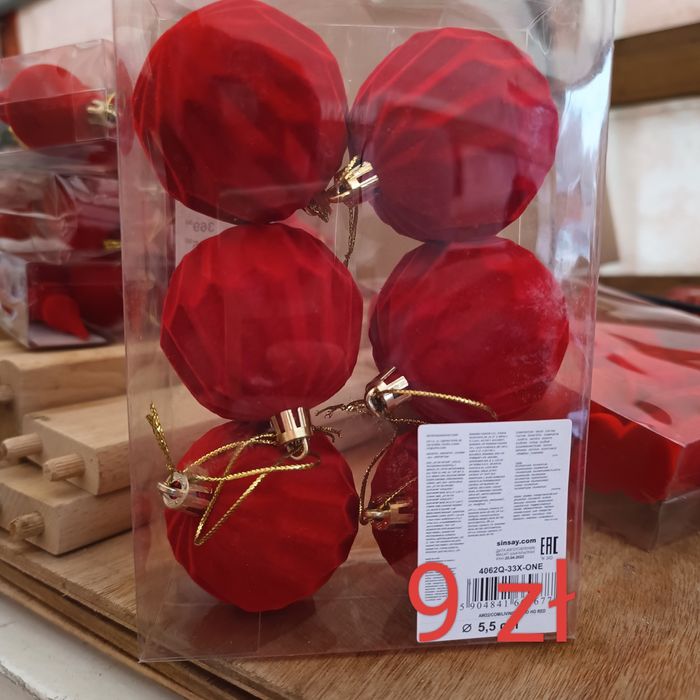 Bombki choinkowe czerwone welurowe