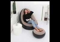 Надувное садовое кресло с пуфиком Air Sofa, велюр, 76X130 см