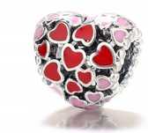 charms do pandora srebrny czerwone serce serca ażurowe wisiorek