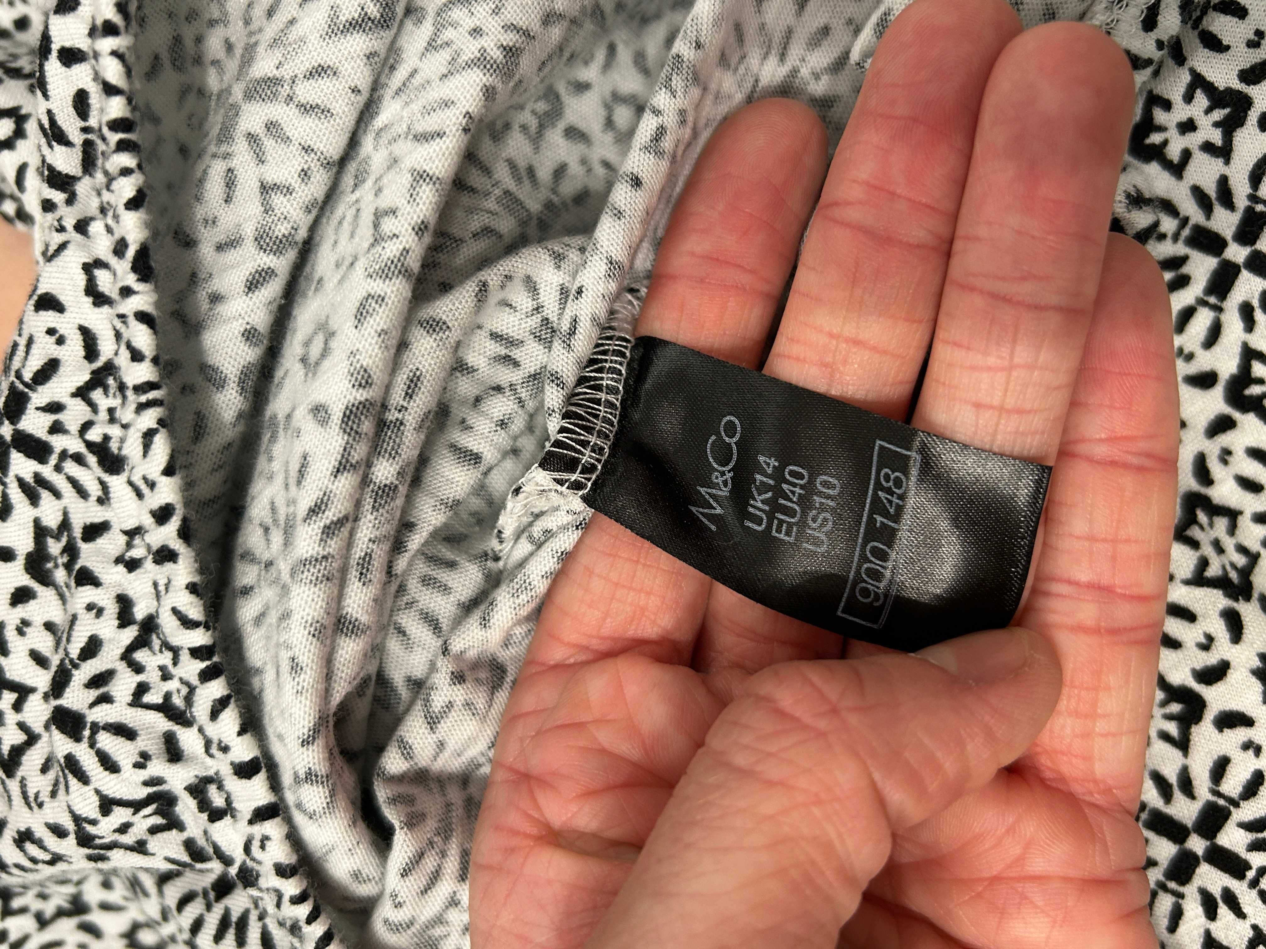Czarno-biała wzorzysta bluzka letnia – Marks & Spencer, rozmiar 40/42