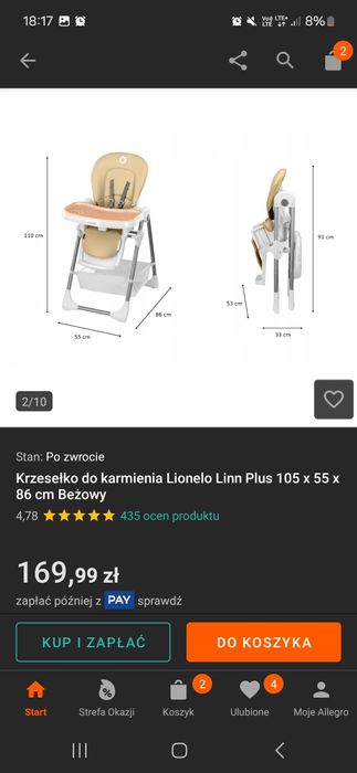 Krzesełko do karmienia lionelo