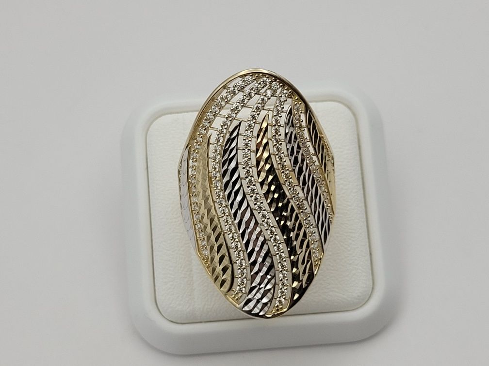 Nowy złoty pierścionek złoto próby 585, rozmiar 20 złoto rodowane