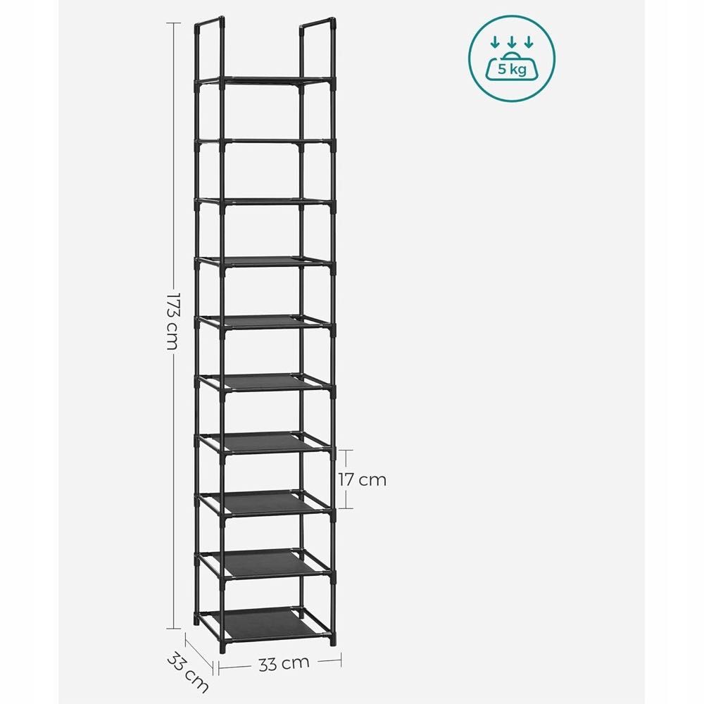 Modułowa szafka na buty WĄSKA WYSOKA stojak regał 173cm Czarna