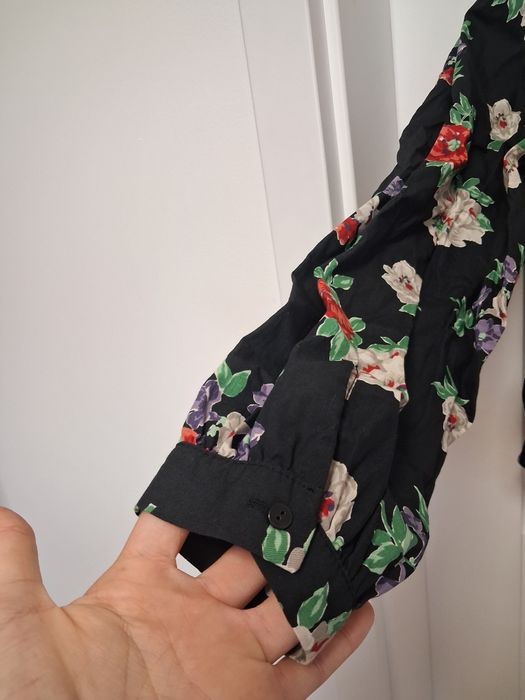Zara czarna bluzka damska w kwiaty M