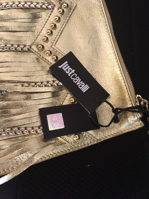 BAIXA! Nova. Mala de mão, Clutch, Roberto Cavalli. Autêntica em Pele