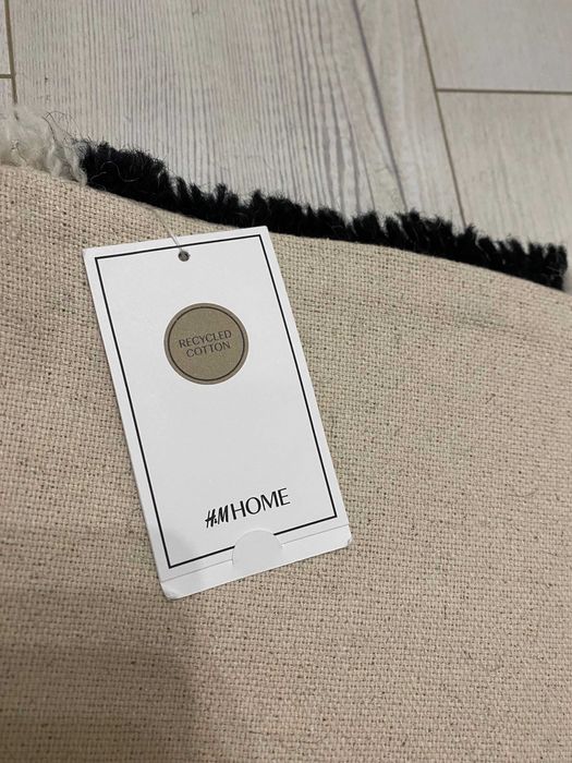 Пухнаста вовняна наволочка, чорно-білий, 50x50 | h&m home