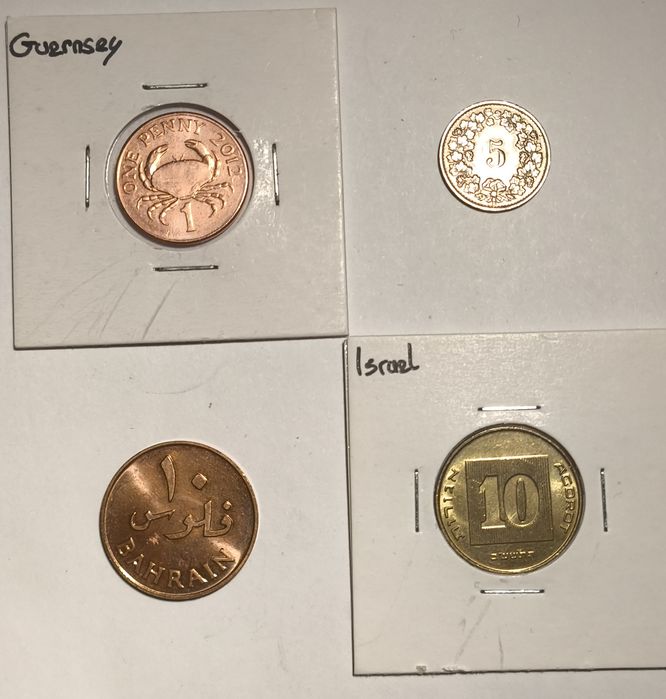 Lote de Moedas Várias [Guernsey, Suiça, Bahrein, Israel]