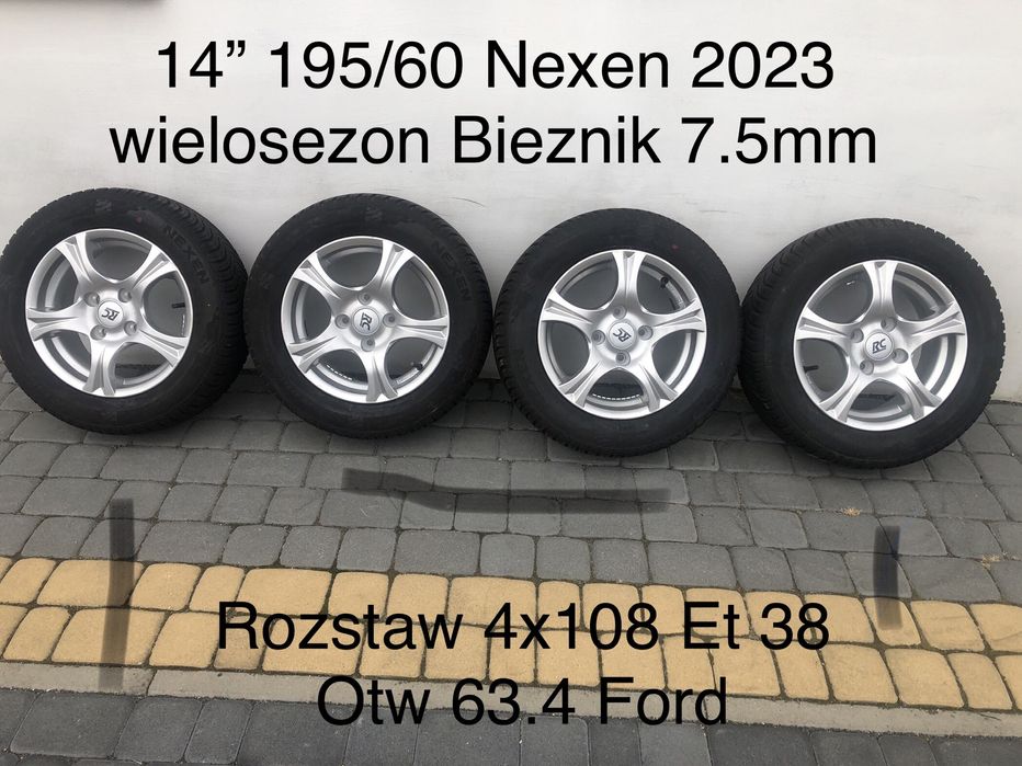 Koła ford 14” wielosezon 195/60 opony 2023r