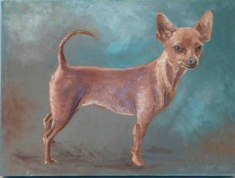 Original _ Pintura Kitsh _ Chihuahua _ Assinada