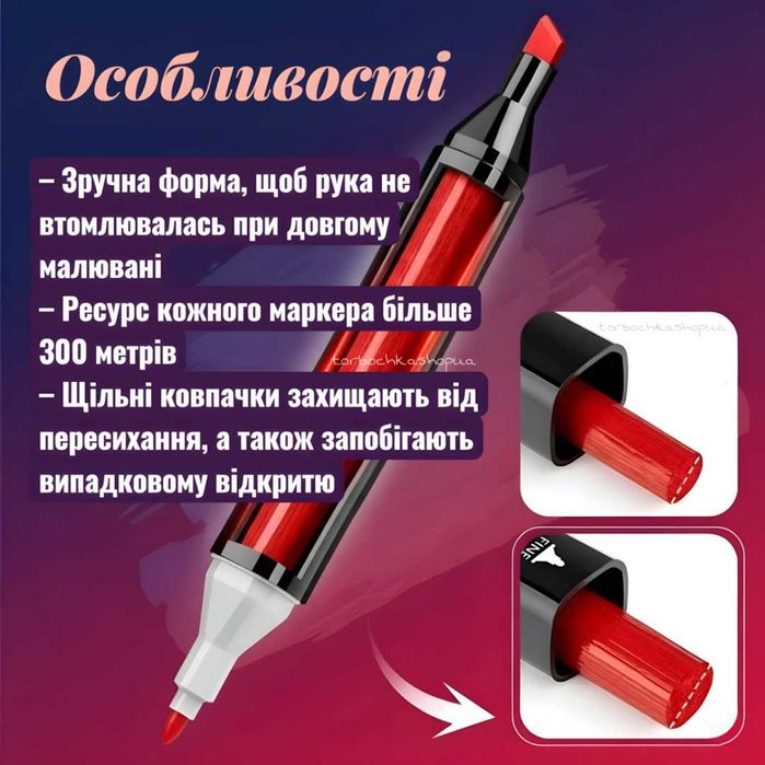 Набір скетч маркерів фломастерів 204 шт спиртові двосторонні з сумкою