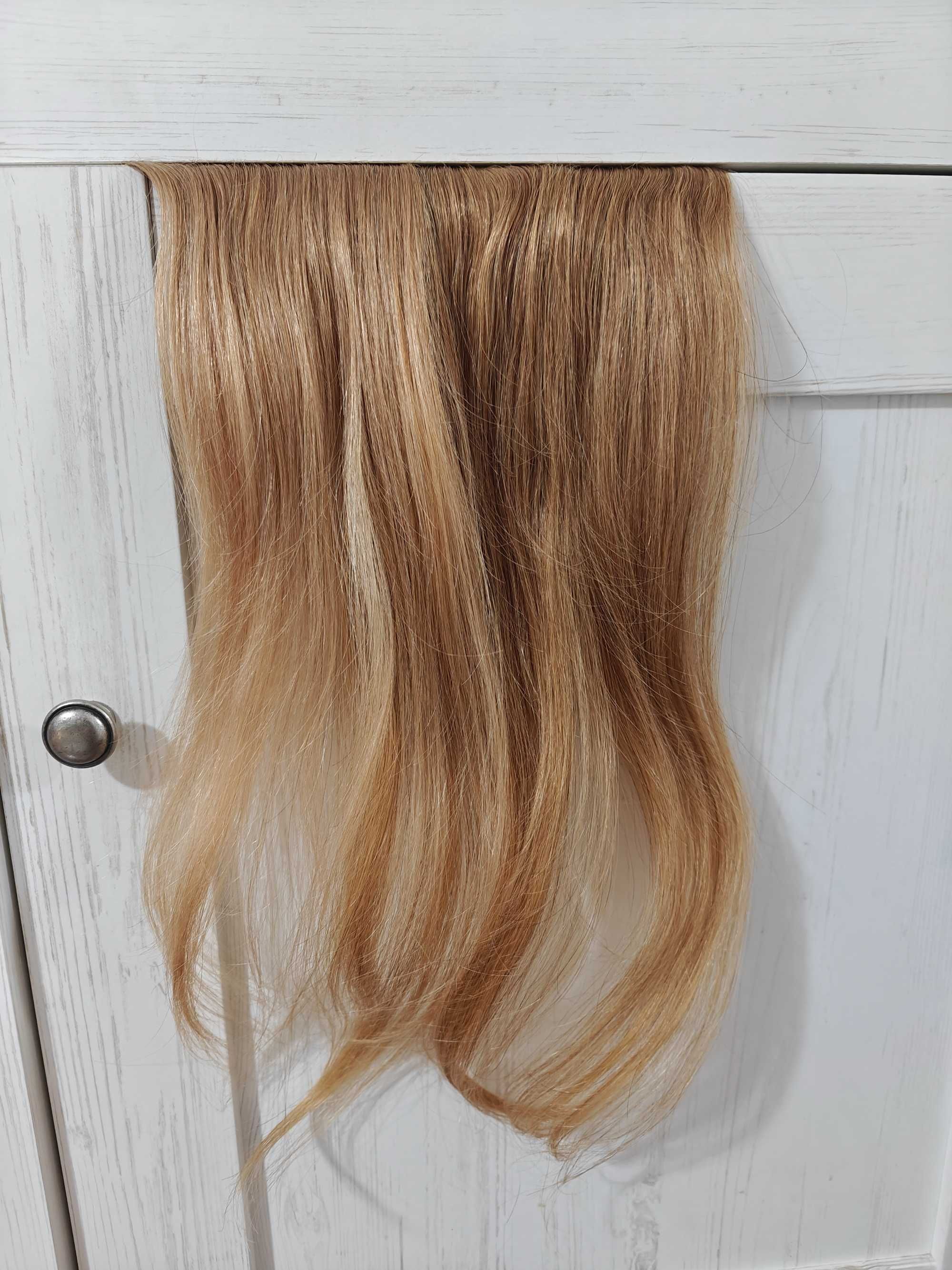 Doczepione włosy clip in ciemny blond