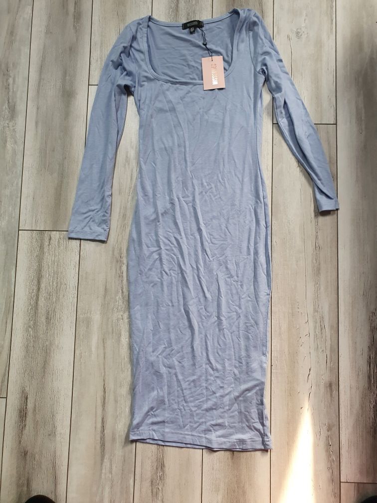 Sukienka missguided basic square neck midi dress niebieska. nowa