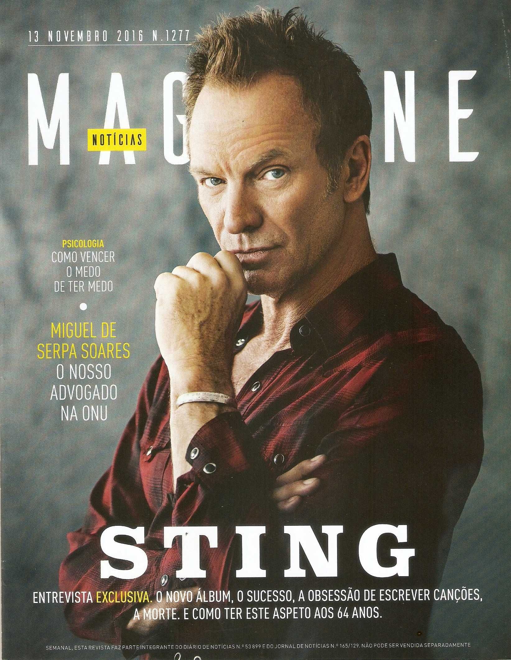 Sting em capa de revista e conteúdos 2016