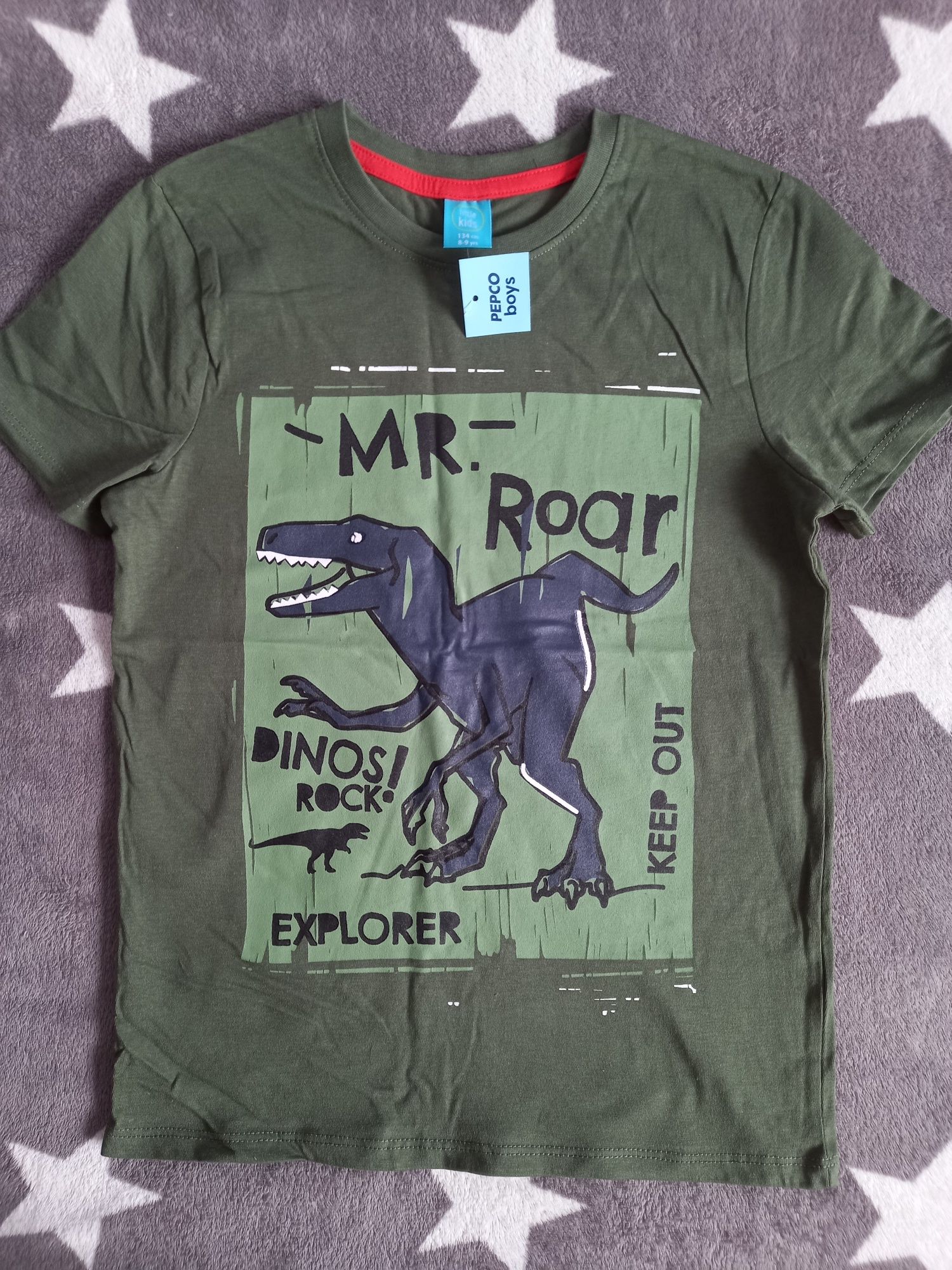 NOWA koszulka tshirt bluzka pepco 134 dino dinozaur dinozaury metka