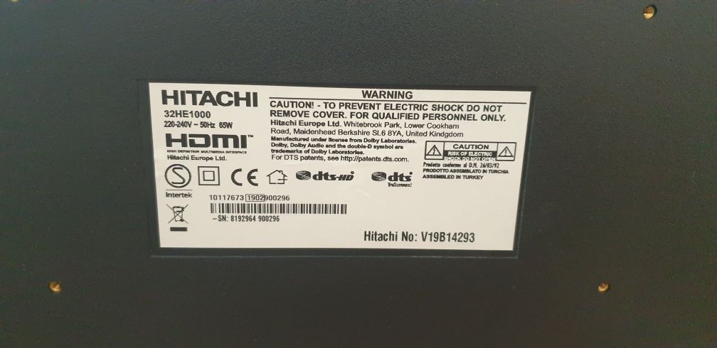 Telewizor Hitachi 32 Cale Ledowy DVB-T2 HEVC USB Pilot