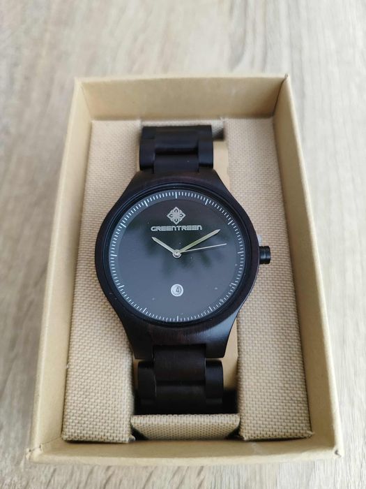 Zegarek męski analogowy drewniany kolor czarny