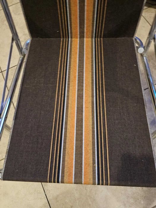 Cadeira dobrável de campismo retro Zip Dee, riscas castanhas