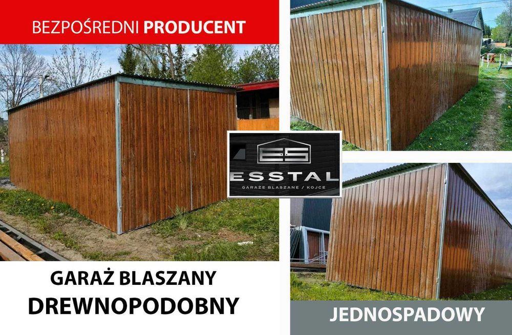 Garaż Blaszany - DREWNOPODOBNY- 3x5 – NISKA CENA  - Blaszak - ESSTAL*