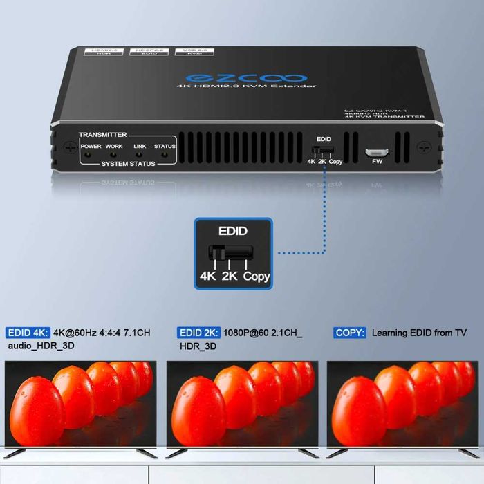 4K HDMI  KVM-розширювач  EX70H2KVM комутатор Еzcoo