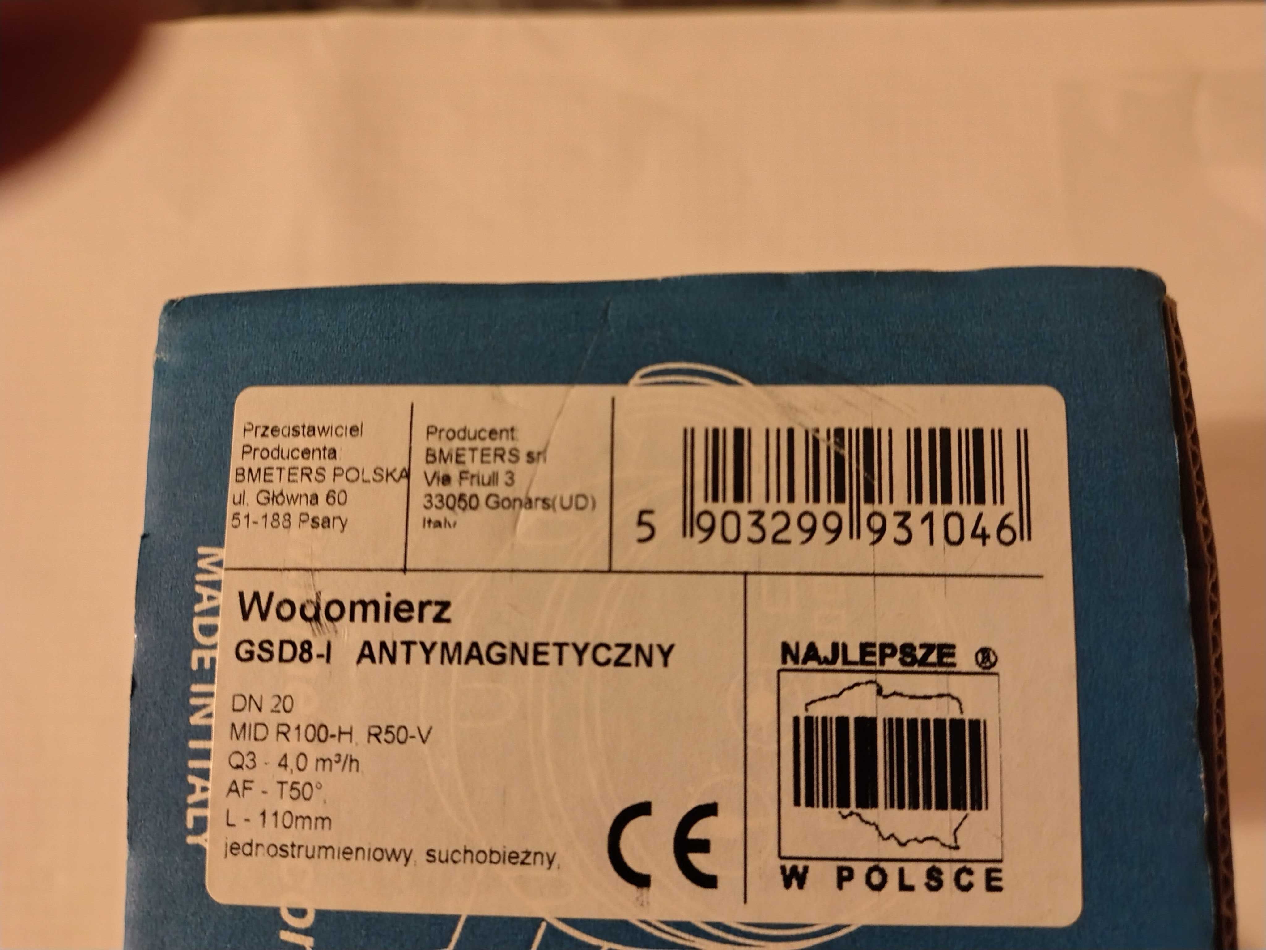BMETERS Wodomierz do wody zimnej GSD-I  DN20 3/4" NOWY  4m3/h
