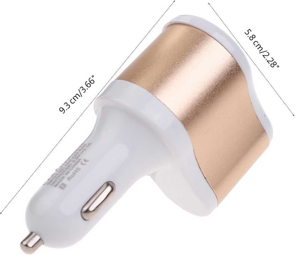 Ładowarka Samochodowa 2 Porty USB Z Gniazdem Zapalniczki 12/24 V
