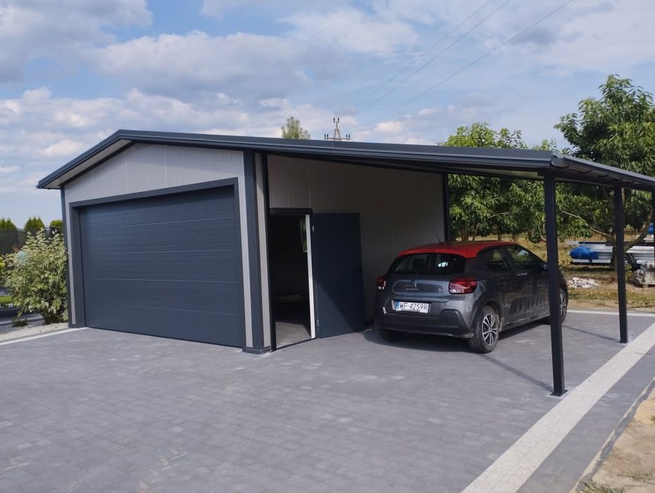 Garaż z płyty warstwowej, dwuspadowy, 35m², CAŁA POLSKA