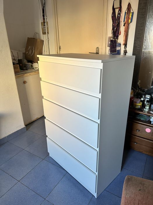 Comoda c/5 gavetas, branco , 70x112cm