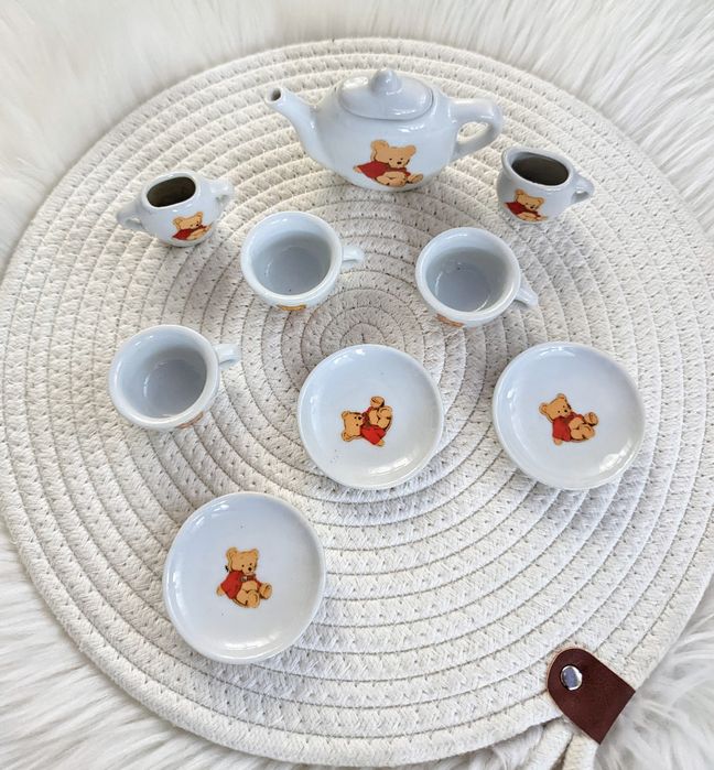 Zabawkowy zestaw do herbaty ceramiczny misie 9 elementów