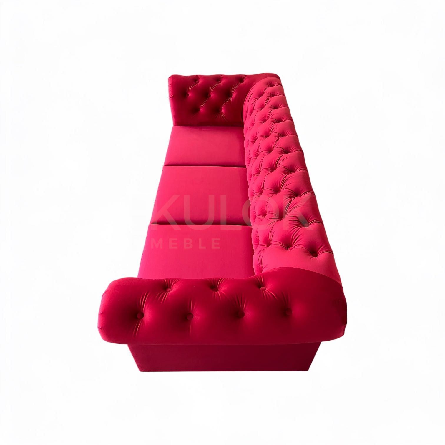Czerwona sofa Chesterfield pikowaną klasyczna nowojorska MONACO spanie