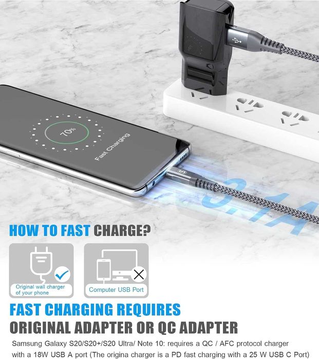 Zestaw dwóch kabli SWEGUARD USB-C QC3.0 18W 480MB/S oplot 3M szary