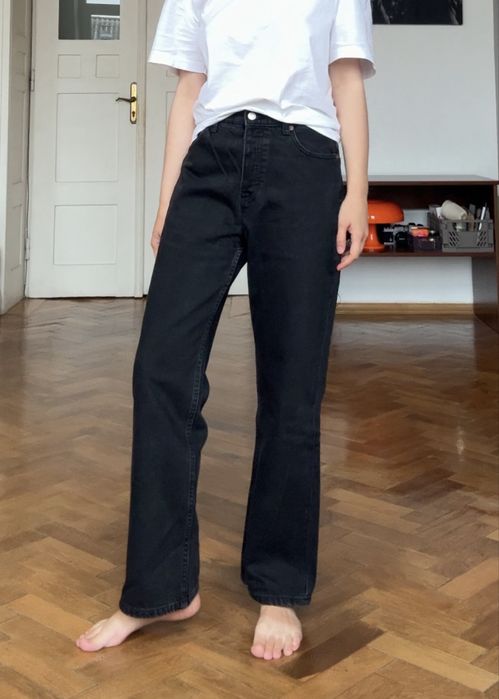 Базові чорні джинси прямого крою Zara, розмір 38