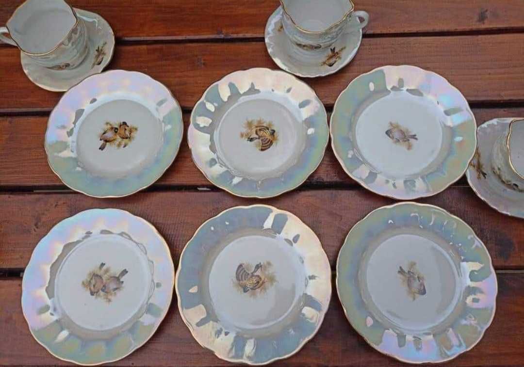 Porcelana KOROSTEŃ ZSRR Serwis do herbaty  Lustra z deserowy talerzami