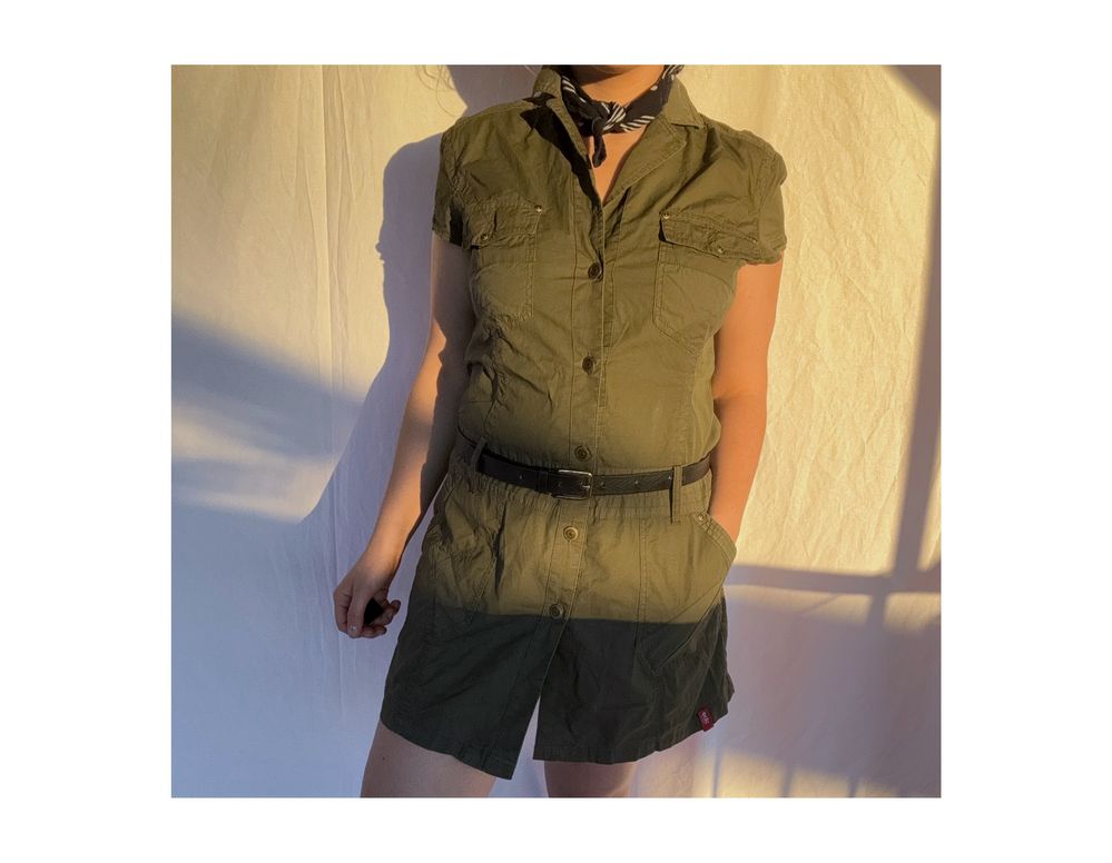 Esprit khaki sukienka militaria M 38 militarna grunge jeansowa