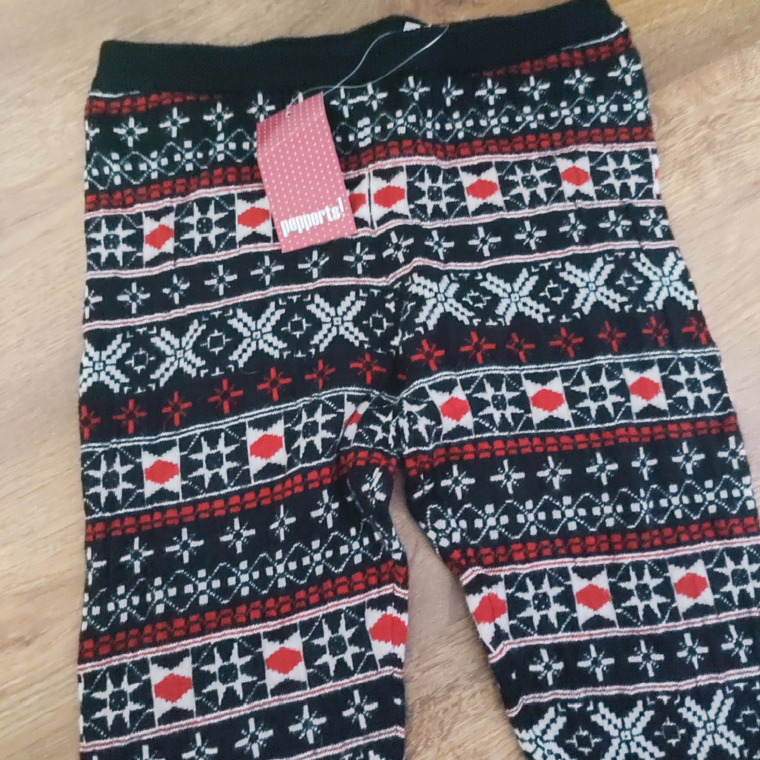 Legginsy ocieplane motywem świątecznym zimowym Święta nowe z metka