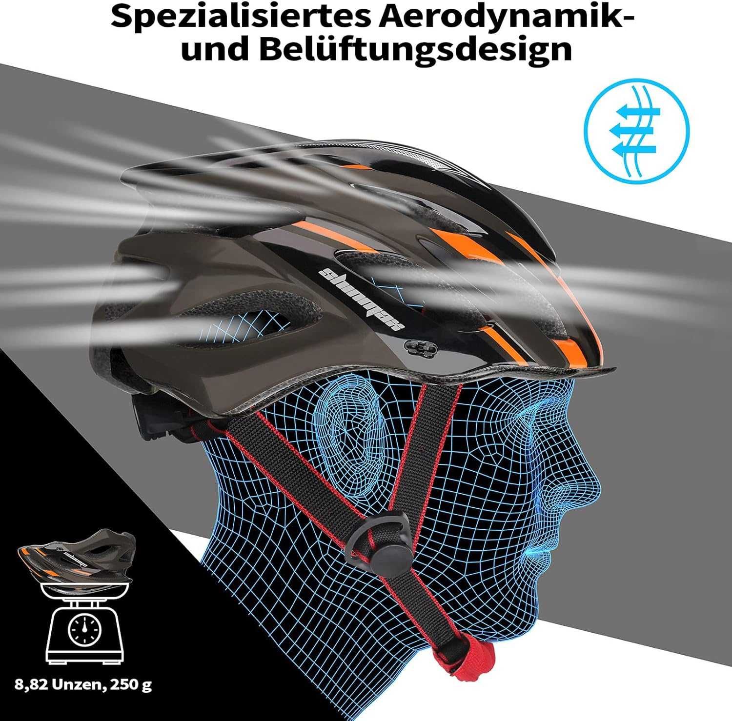 kask rowerowy ze światłem led shinmax